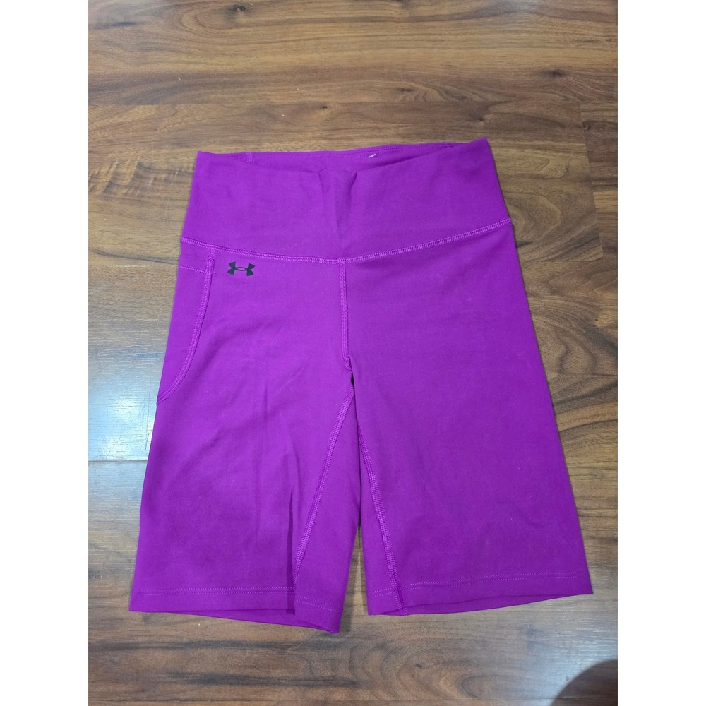 NWOT Under Armour Bike Shorts Small Purple High Waisted Athletic Pocket Fitted